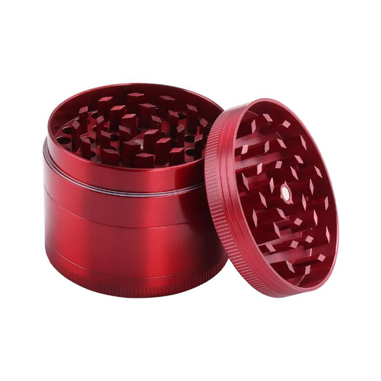 Sun Flowergb - 2.1' Herb Grinder 4-Piece Aluminum Spice Grinder with Pollen Scraper, Ideal for the Foodie Who Seeks Culinary Excellence-Red