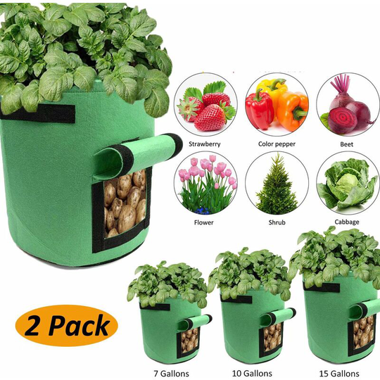 Soekavia - Planter Bag, 2-Pack, with Access Flap and Handles, for Potatoes, Plant Pots, Plant Bags, Planters, Planters, Planters, Planters, Green