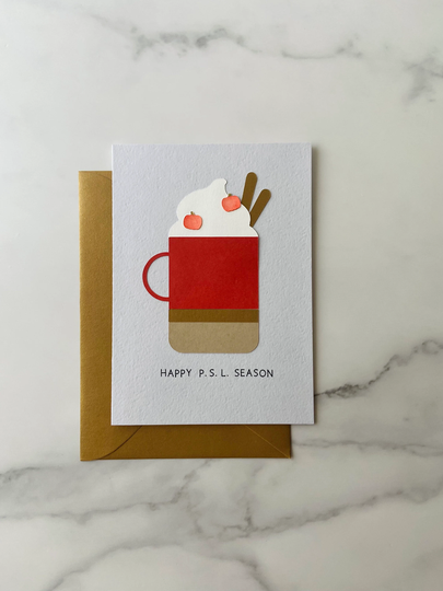 Happy Pumpkin Spice Latte Season - Handmade 3D Funny Fall/Halloween Thanksgiving Holiday Card