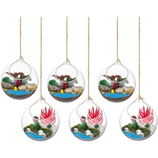 Readcly - Hanging Glass Terrarium 6 Pieces Large Opening Vase Plant Balls 12cm Flower Vase Pot Glass Balls CreativeGlass Design diy Home Wedding