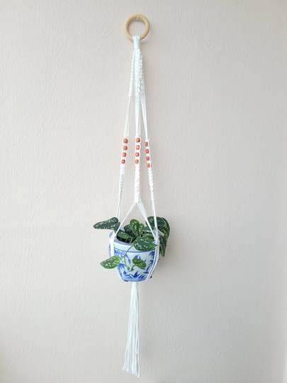 Plant Hanger Indoor Hanging Planter Basket With Wood Beads Decorative Flower Pot Holder For Outdoor Boho Home Decor Macrame