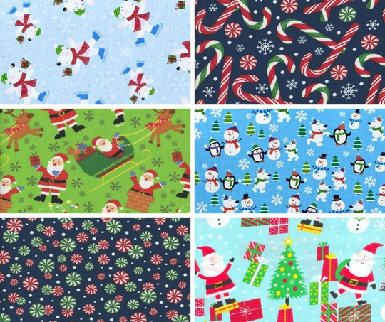 6 Pc Curated "Tis The Season Fat Quarter Bundle By Santee Print Works - 100% Cotton 18" X 22