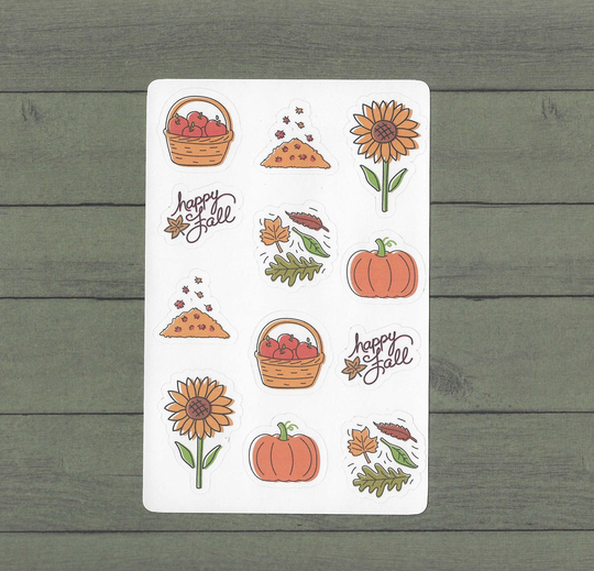 Happy Fall Stickers, Kiss Cut Calendar Sticker Sheet, Seasonal Stickers