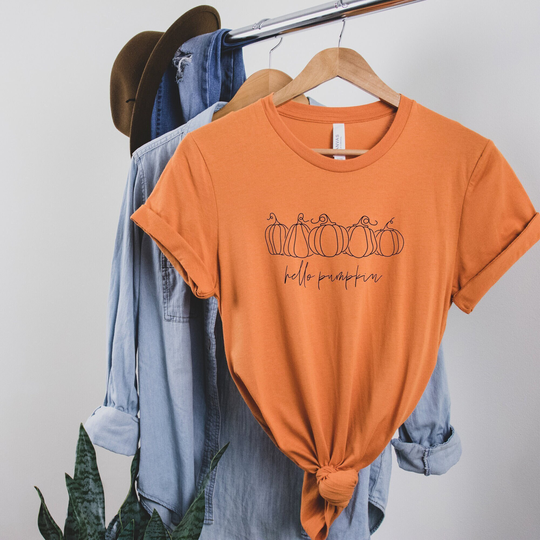 Hello Pumpkin, Hello Pumpkin Shirts, Fall Shirt, Halloween Shirts, Hello Fall Thanksgiving T-Shirt, T-Shirt, Season