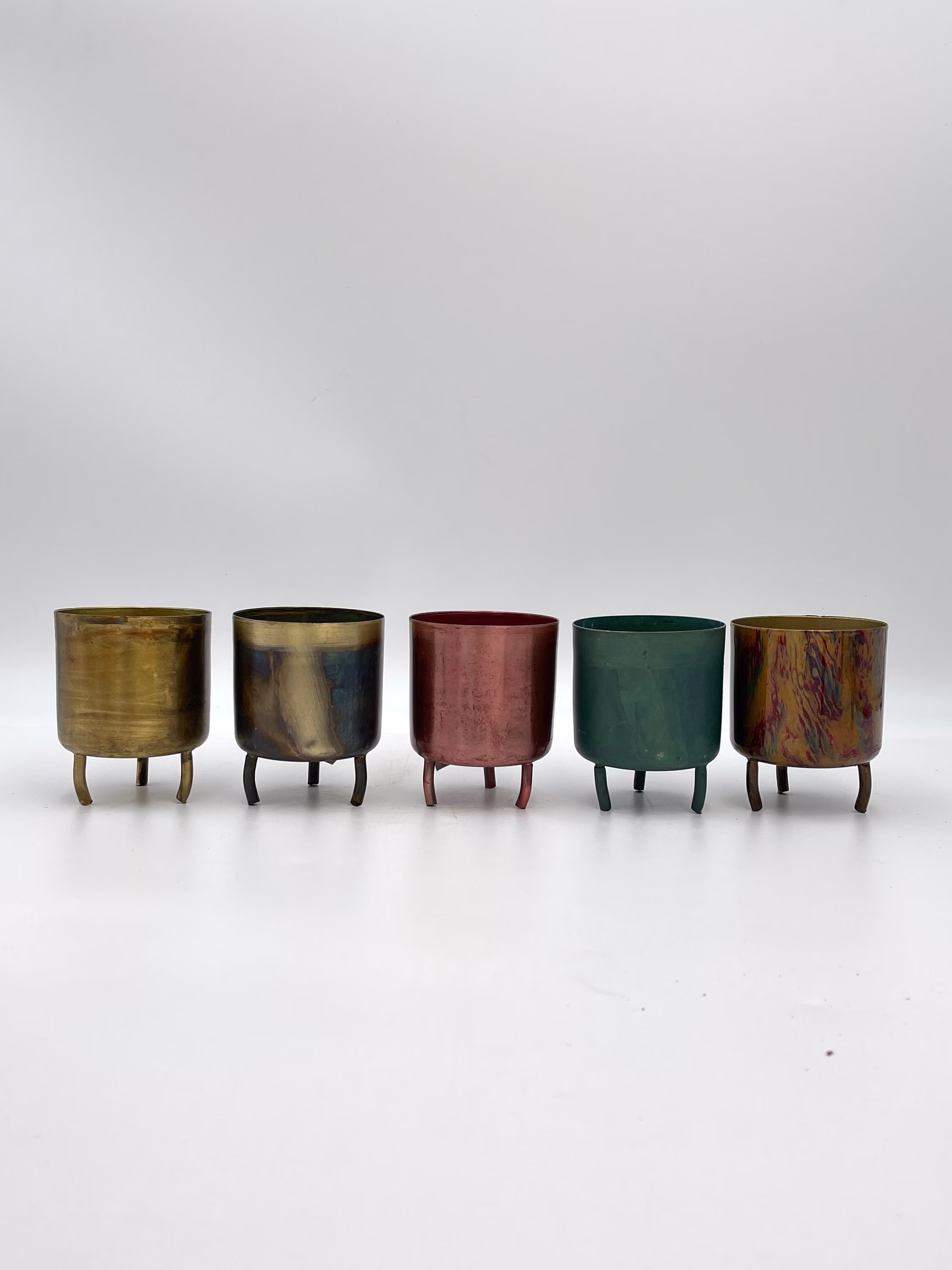 Metal House Plant Pot, Unique Design, Elegant Finish, Painted Dipped Metal, Handmade 8 cm Diameter, Interior Design