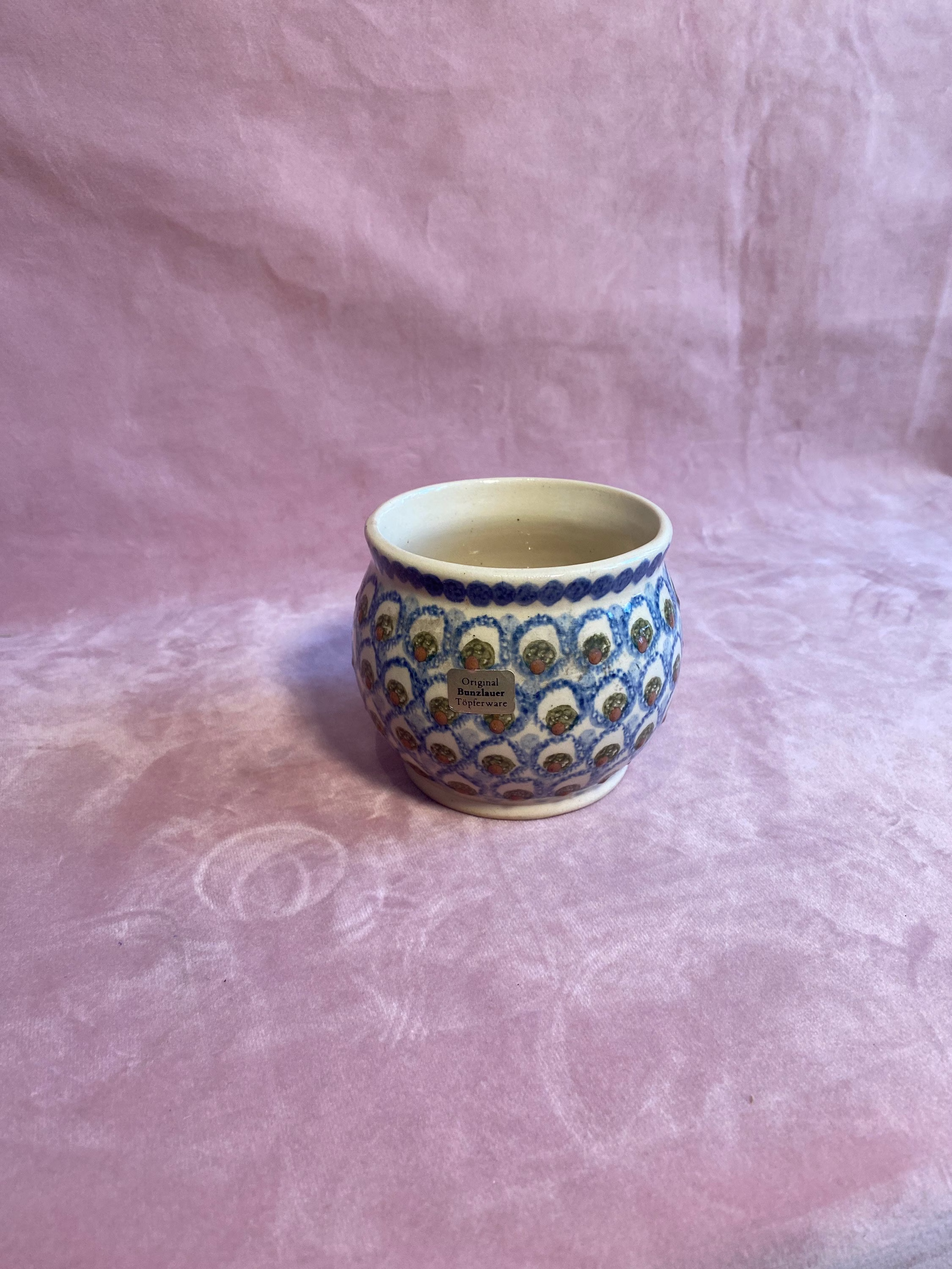 Vintage Small Pot Peacock Eye Bunzlauer Art Ceramics
