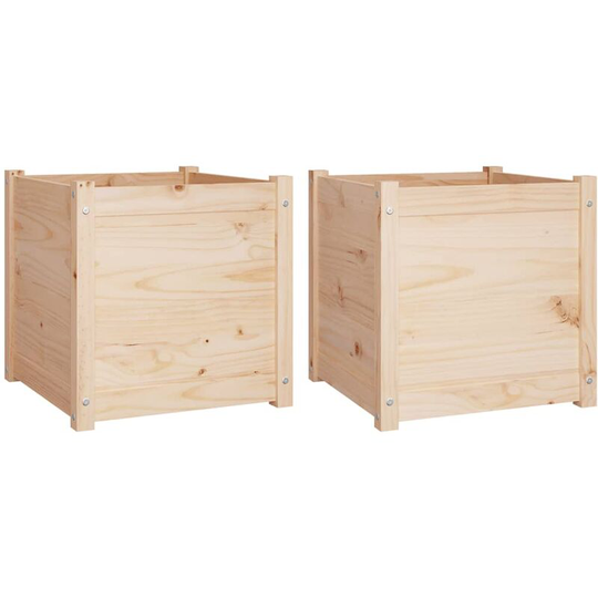 Garden Planters 2 pcs 50x50x50 cm Solid Pinewood Vidaxl Brown