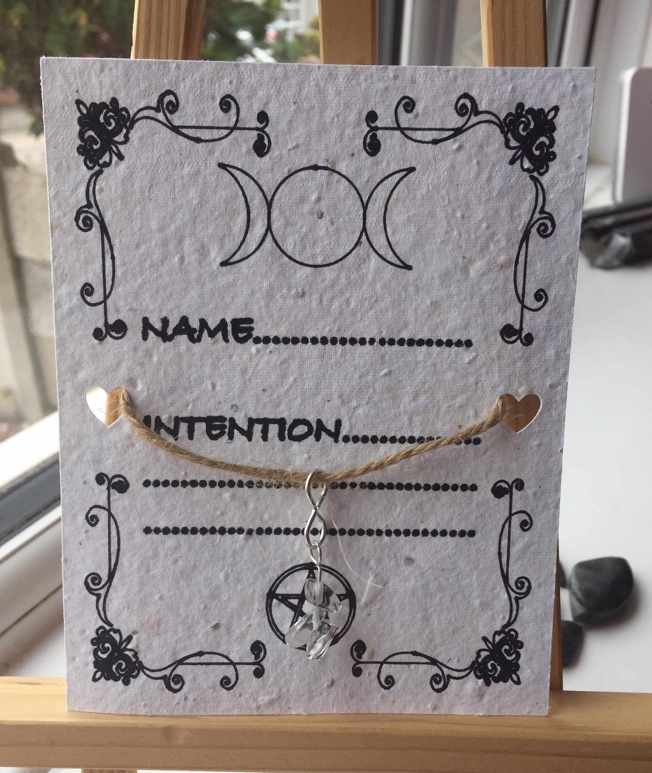 Seeded Paper Intention Spell With Crystal Quartz Charm