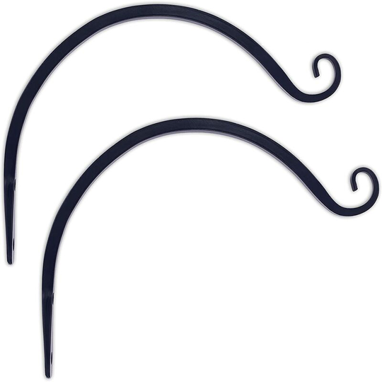 2 Pack Hand Forged Curved Hook, 8 Inch, For Bird Feeders, Planters, Lanterns, Black