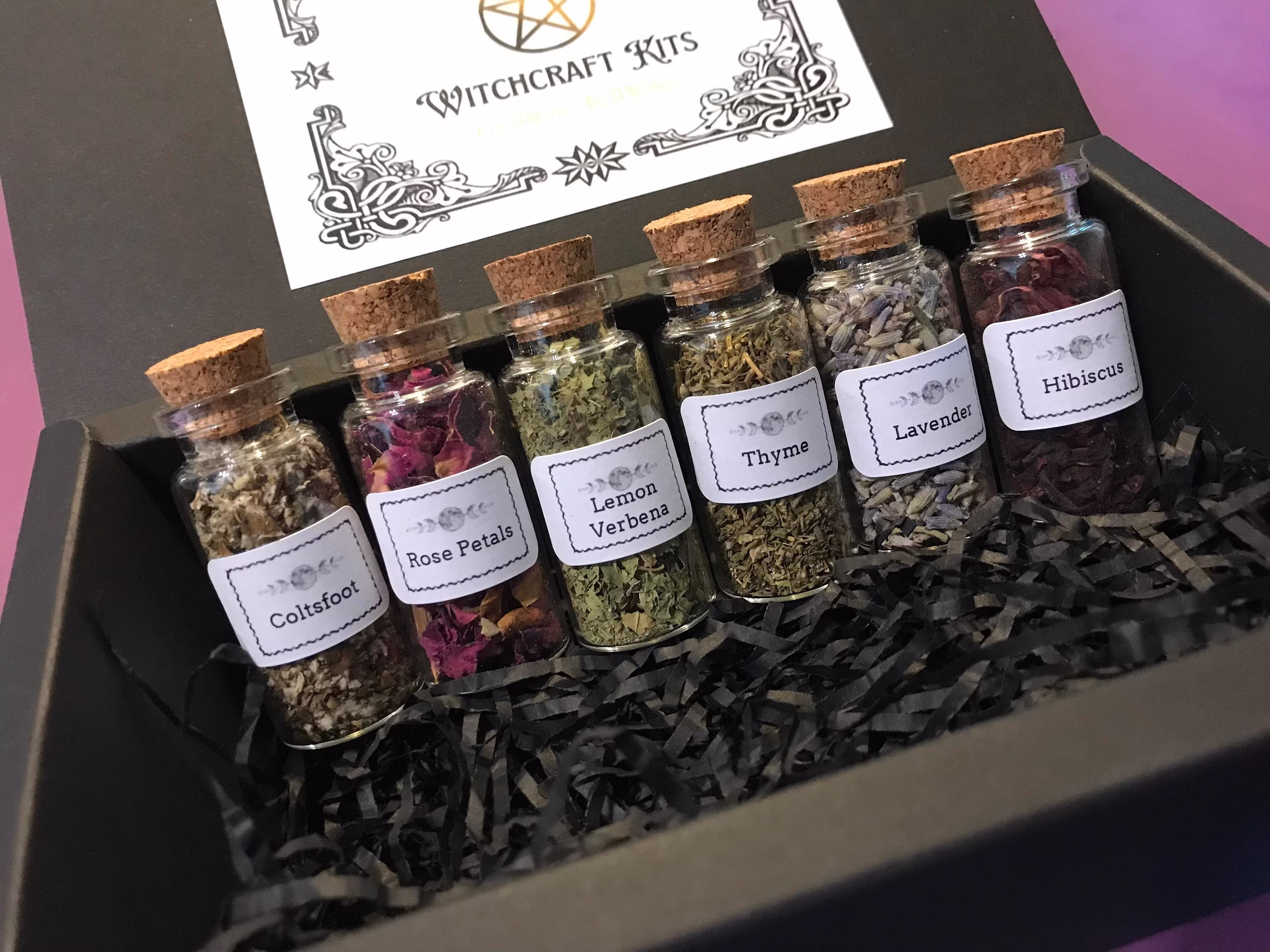 Apothecary Herb Attraction Spell Bottle Set, Jars, Love, Romance Herbs, Witchcraft Kit, Baby Witch Starter Herbal Witches Kit