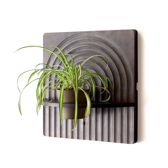 Karvd Arch - Hanging Planter Wall Mounted Plant Stand Indoor Panel Shelf Vertical Garden Wood Carved