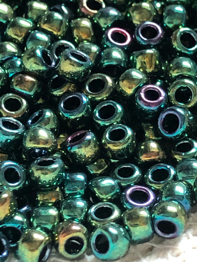 New Toho Round Seed Beads, 6/0, Higher - Metallic Iris Green, | Tr-06-507, Qty 20 Grams, 4mm Beads