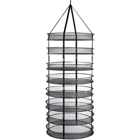Foldable Hanging Drying Net 8 Tier Mesh 8 Layers Drying Basket Large Dryer Rack Storage Net Tent Herb Bud Plant Drying Diameter 60cm