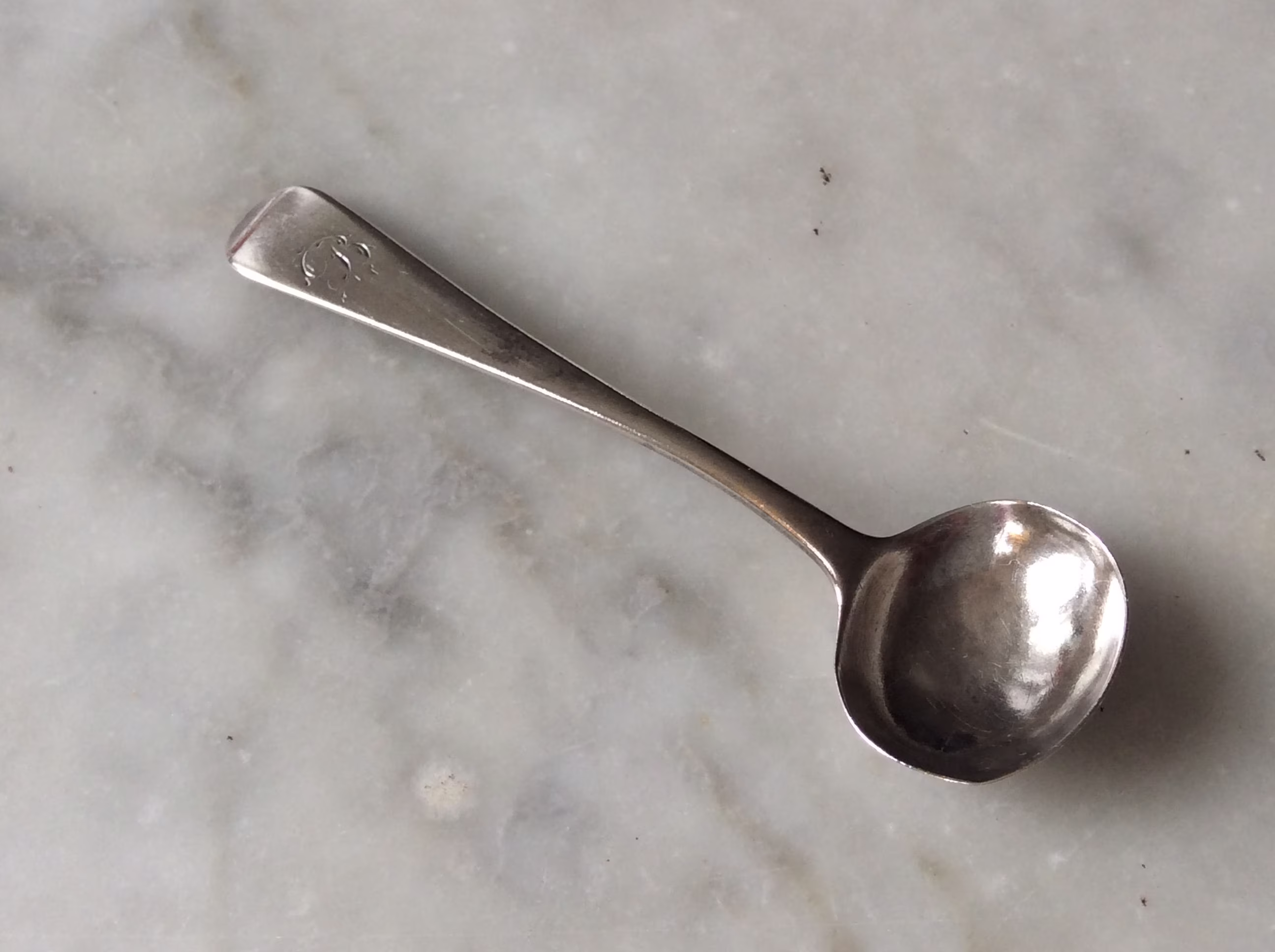 Spoon Salt Sterling Silver 925 - Victorian 1889 Engraved With