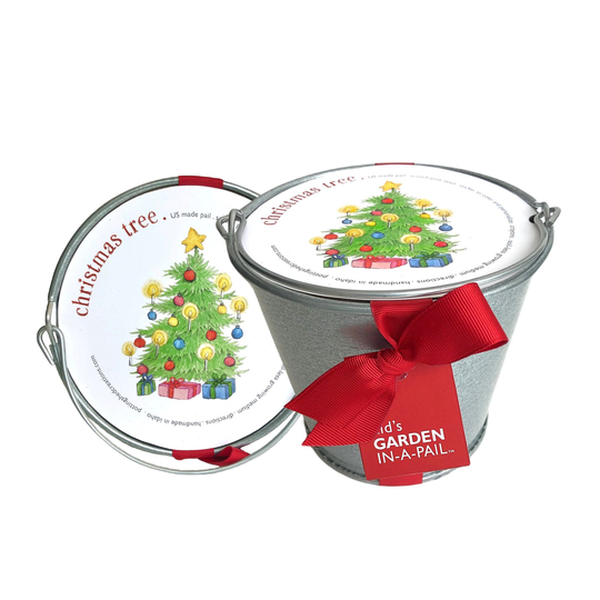Kids Garden in A Pail | Christmas Tree - Tradition, Holiday Gift, Scotch Pine Grow Kit, Baby's First