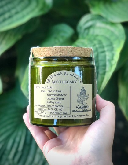 12 Oz Valerian Candle, La Dame Blanche Outlander Candle, Fraser's Ridge, Fantasy Apothecary Literary Candle