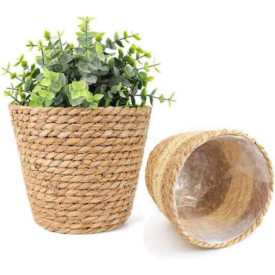 Seagrass Basket Plant Baskets Flower Basket Plant Basket Plant Pots Storage Basket 18 cm Set of 2 for Indoor and Outdoor Use