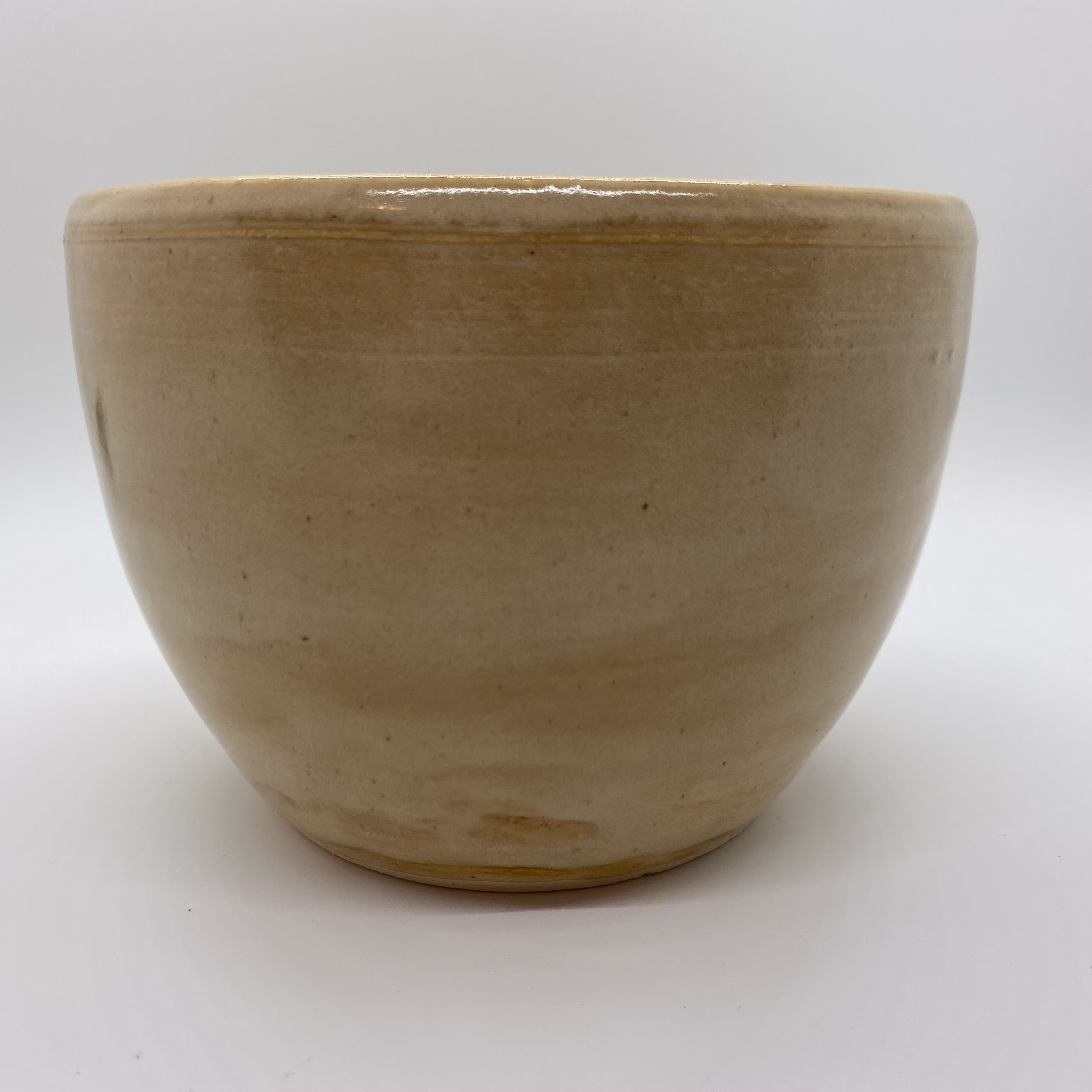 Hand Thrown Stoneware Planter, Cream Colored Succulent Small Planter With Drainage Hole