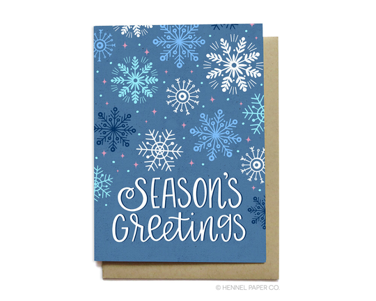 Season's Greetings Holiday Card - Snowflakes Christmas Hennel Paper Co. Xm33