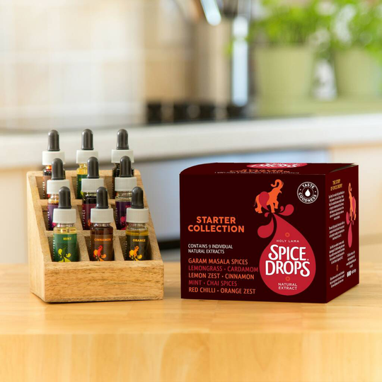Starter Spices Collection With Wooden Spice Rack / Box
