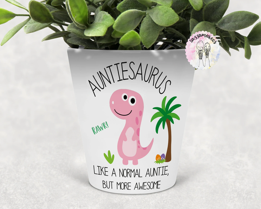 Auntie Gift | Auntie Plant Pot| Auntiesaurus| Dinosaur Birthday Christmas Gift For Aunt| Bad Influence Mug Funny Aunt