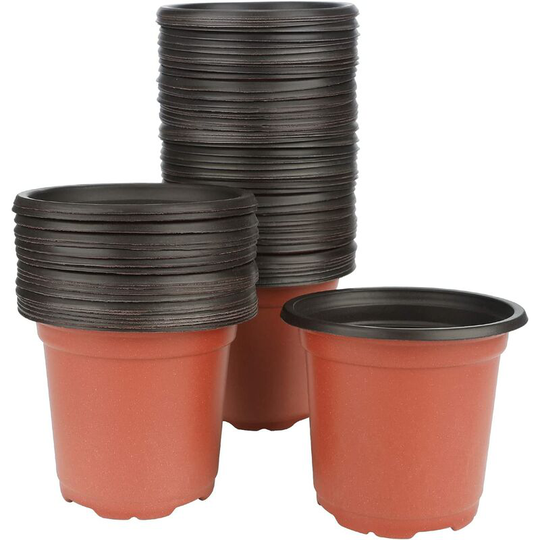 Rhafayre - 100Pcs Plastic Plant/Flower Pots 11cm Seed Seedling Pots for Gardener