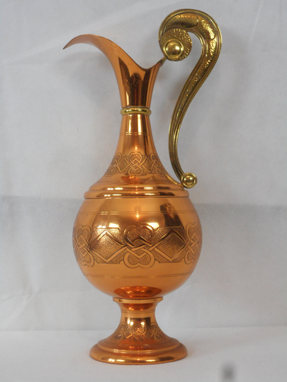 A Superb Vintage French Tall Copper Vase/Jug With Brass Handle