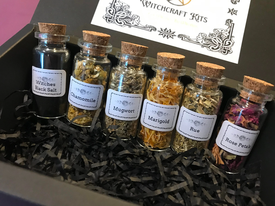 Apothecary Herb Spell Mixed Bottle Set, Jars, Herbs For Your Work, Witchcraft Kit, Baby Witch Starter Witches Kit
