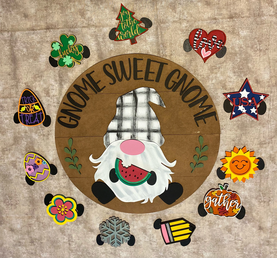 Gnome Sweet Sign, Mantel Decor, Attachments For Different Seasons