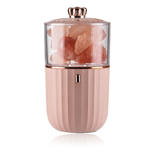 Natural Salt Lamp, Crystal Rock Salt Lamp, Healthy Small Mine Lava Salt Night Lamp, for Bedrooms and Offices, Rechargeable, Pink