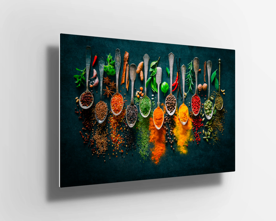 Various Spices Cooking Herbs Kitchen Metal Poster Aluminium Print Wall Art | Canvas Sign Gift M476