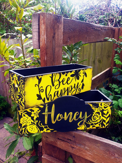 Bumble Bee Wooden Containers Set, Bumble Bee Makeup Organisers, Bee Small 10Table Organisers, Rustic Box, Bee Storage Boxes