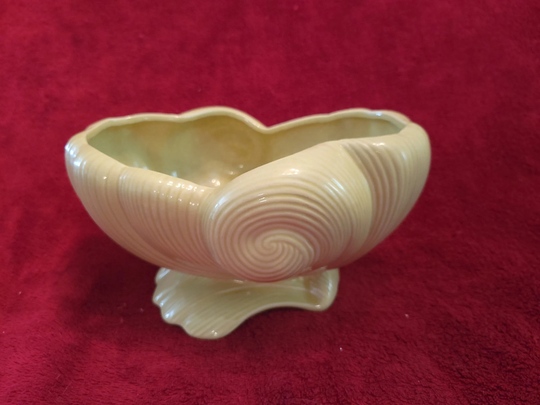 Vintage Pale Green Seashell Planter Bowl