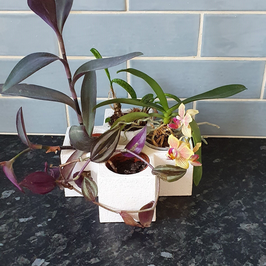 White Geometric Planter, Succulent Coffee Table Office & Home Decoration, Centerpiece, Plant Holder