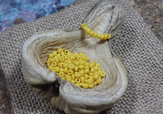 8/0 Bake Painted Spectra Yellow Seed Bead Irregular | 10G | B0019, Yellow Seed Bead, Irregular Form Beads, Beads