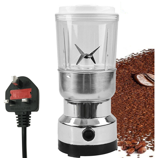 Stainless Steel Electric Grain Grinder Herb Pulverizer Grinder 2-in-1 Household Superfine Grinding Powder Machine Powerful Coffee Grinder, uk Plug