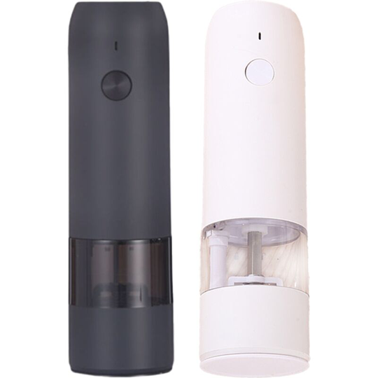 Electric Salt and Pepper Grinder Set - usb Rechargeable, led Lights, Automatic Pepper and Salt Mill Grinder Set Refillable White+Black