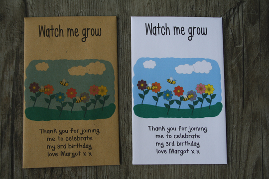 20 Personalised Any Age Garden Seed Packets Envelopes Seeds Favours Butterfly Bees Birthday Party 1st 18Th 21st 30Th 50Th 60Th Boys Girls