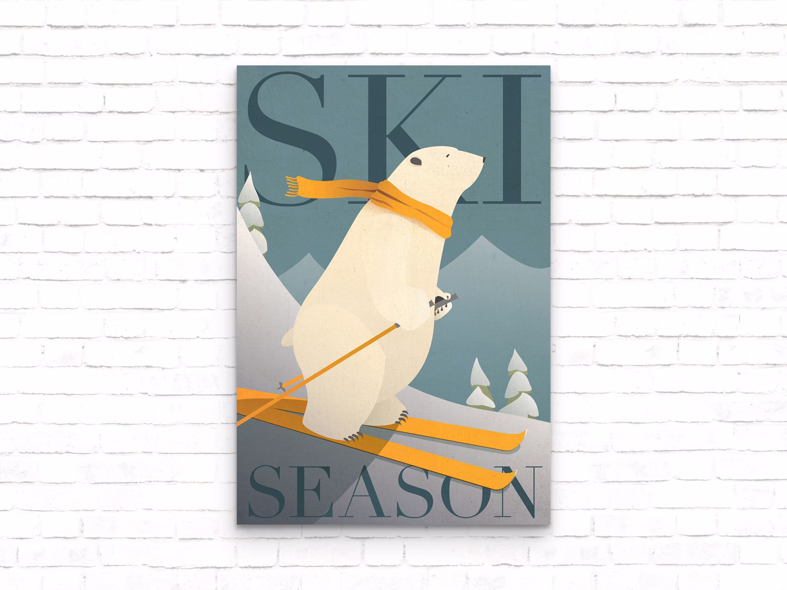 Ski Season Vintage Travel Poster - Art Print Wall Decor