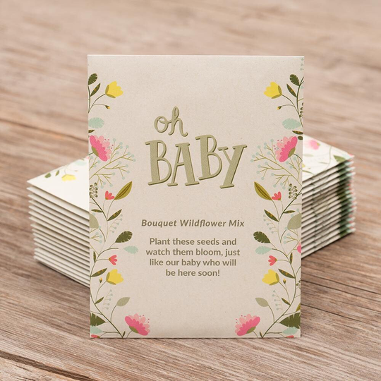 Oh Baby Shower Light Gray - Bouquet Wildflower Kit 25 Seed Packets Non-Gmo Seeds