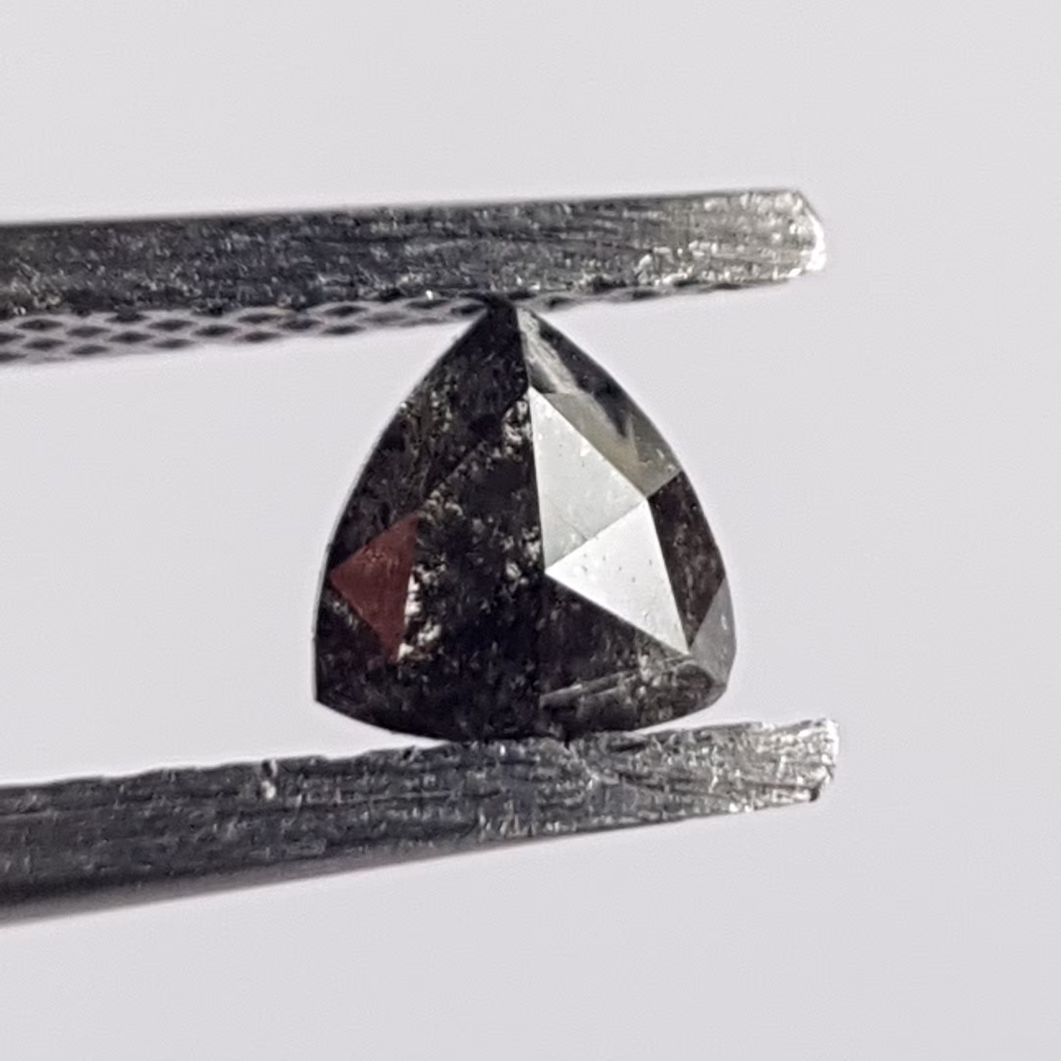 4.7mm/0.37Ctw Clear Black Salt & Pepper Trillion Shaped Rose Cut Loose Diamond, Faceted Diamond For Ring, Dds739/34