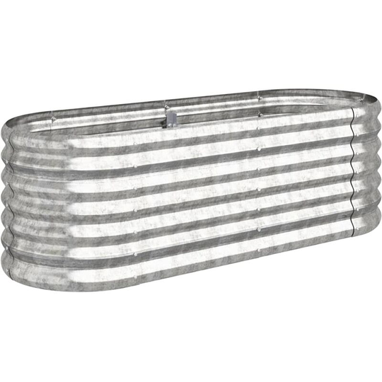 Garden Planter Powder-coated Steel 114x40x36 cm Silver Vidaxl Silver