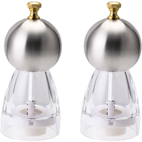 Premium Acrylic Salt and Pepper Grinder Set, Adjustable Coarseness, Easy to Fill 5 inches (color box)
