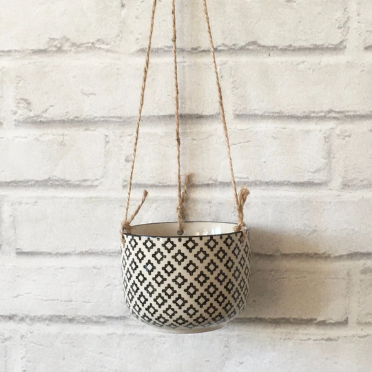 Contemporary Abstract Geometric Modern Minimalist Monochrome Hanging Planter Black Flower Planters Holder Home Decoration Decor Plant Pot