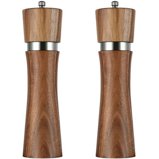 Salt and Pepper Grinder Set, Manual Salt and Pepper Mills- Wooden Pepper Grinder -Salt Grinder 2pcs 8 inch bubble bag packaging