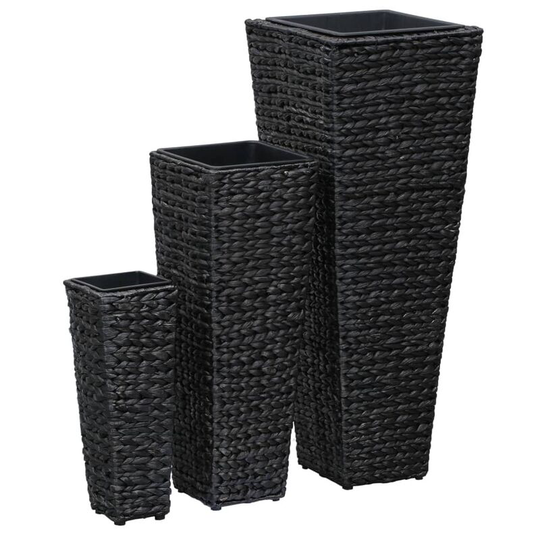 Devenirriche - Garden Raised Beds 3 pcs Water Hyacinth Black - Black