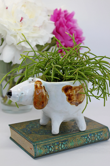 Ceramic Dog Flower Pot For Plants, Shaped Planter Pot, Animal Succulent