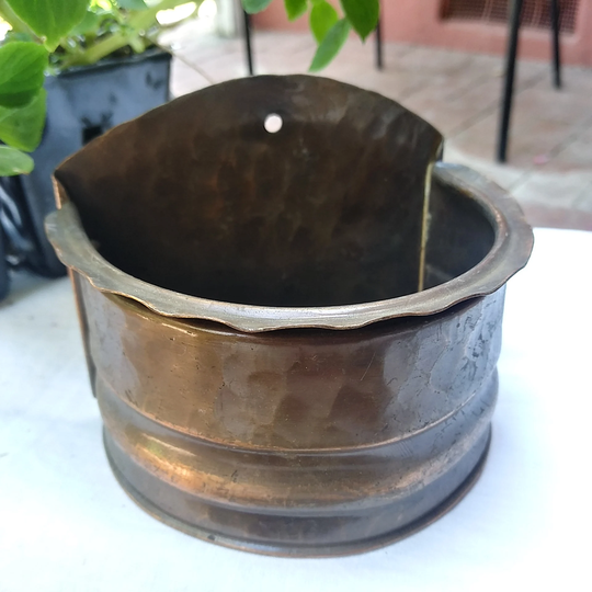 Vintage Copper 1/2 Round Wall Planter Hand Hammered 1950S Plant Pot Houseplant Container Pocket Craftsman Co