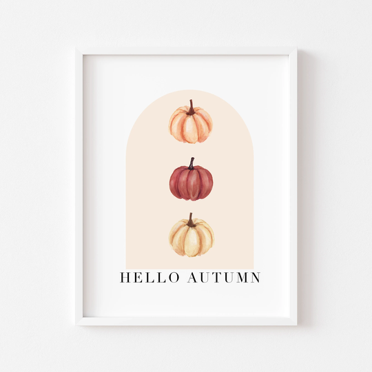 Autumn Print, Hello Watercolour Pumpkin Trio Unframed Print|Autumn Decor|Seasonal Prints|Wall Art|Fall Prints|Fall Art