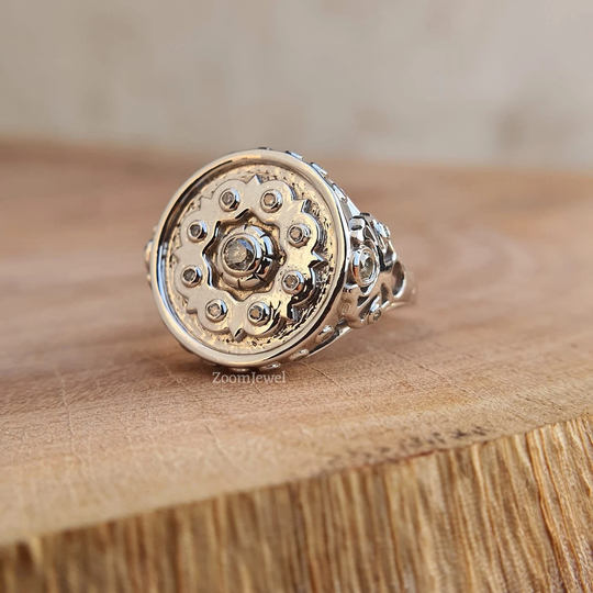 Sun & Moon Signet Ring Small Salt Pepper Constellation Personalized Gifts Vintage Women's Handmade Jewelry